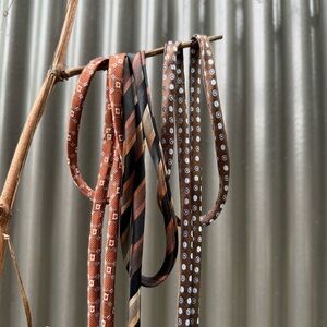 Upcycled handmade silk tie cords brown bundle. See photos for using them.